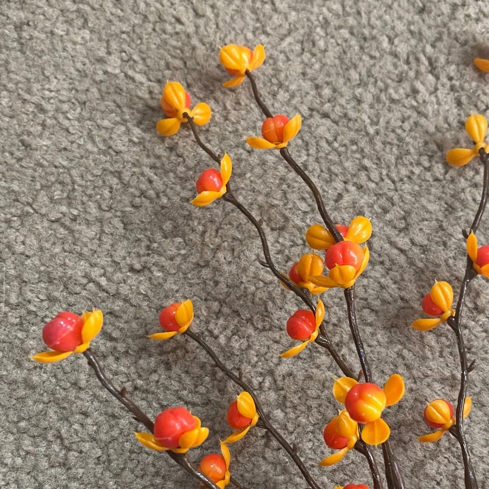 Orange and Red Bittersweet Faux Floral Branch